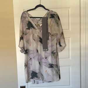 BB Dakota Abstract Print Dress - Purple and Gray